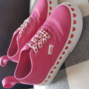 Toddler Vans dark pink with red hearts 7C